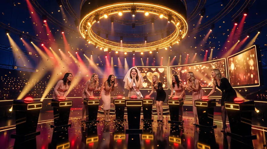 Enterrement de vie de jeune fille sur le plateau de Quiz Show